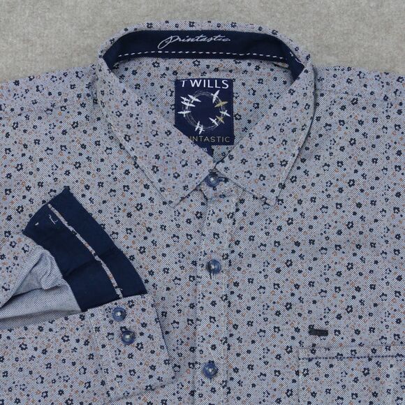 Twills Button Up Shirt Mens XXL Long Sleeve Geometric - Picture 14 of 14